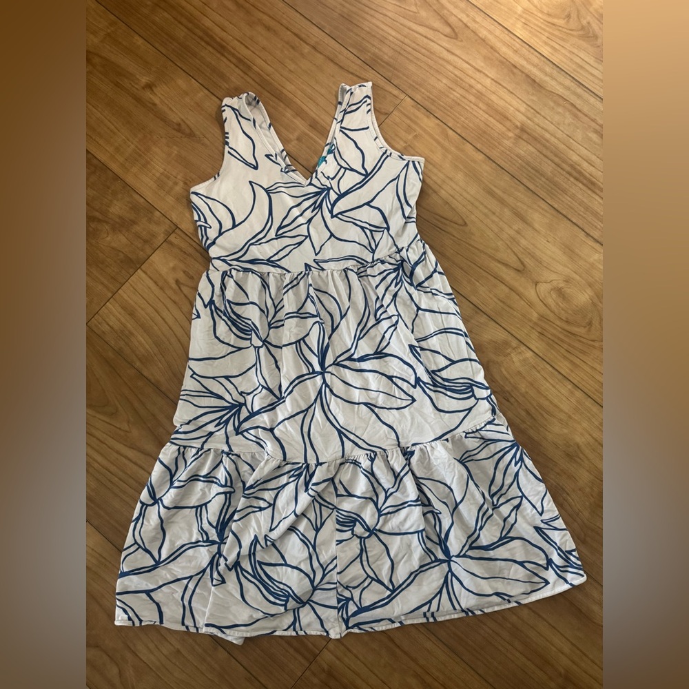 Tori Richard Blue and White Dress